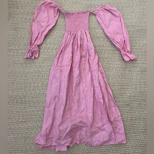 Petal and pup Domenica shirted long sleeve midi dress pink size 4 small F175